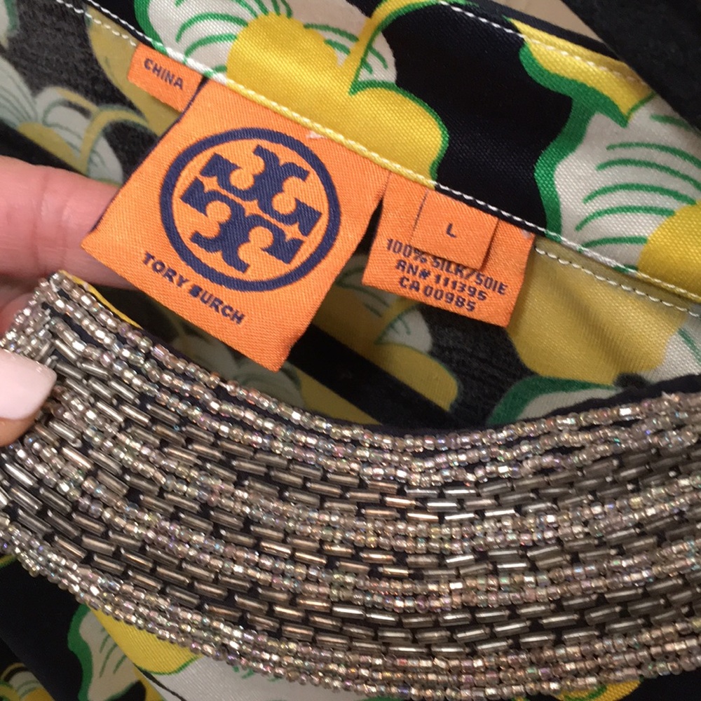 Reduced! Tory Burch 100% silk/beaded tunic top